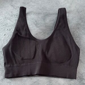 Aerie Black Ribbed Sports Bra